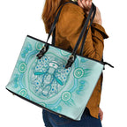 Aussie Nurse Leather Tote Bag Turquoise Stethoscope Coquette Bow Aboriginal Dot Art