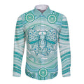 Aussie Nurse Personalised Long Sleeve Button Shirt Turquoise Stethoscope Coquette Bow Aboriginal Dot Art