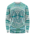 Aussie Nurse Personalised Long Sleeve Shirt Turquoise Stethoscope Coquette Bow Aboriginal Dot Art