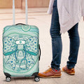 Aussie Nurse Luggage Cover Turquoise Stethoscope Coquette Bow Aboriginal Dot Art