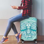 Aussie Nurse Luggage Cover Turquoise Stethoscope Coquette Bow Aboriginal Dot Art
