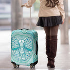 Aussie Nurse Luggage Cover Turquoise Stethoscope Coquette Bow Aboriginal Dot Art