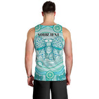 Aussie Nurse Personalised Men Tank Top Turquoise Stethoscope Coquette Bow Aboriginal Dot Art
