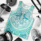 Aussie Nurse Personalised Men Tank Top Turquoise Stethoscope Coquette Bow Aboriginal Dot Art