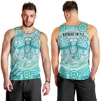 Aussie Nurse Personalised Men Tank Top Turquoise Stethoscope Coquette Bow Aboriginal Dot Art