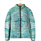 Aussie Nurse Personalised Padded Jacket Turquoise Stethoscope Coquette Bow Aboriginal Dot Art