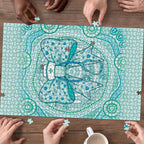Aussie Nurse Puzzle Turquoise Stethoscope Coquette Bow Aboriginal Dot Art