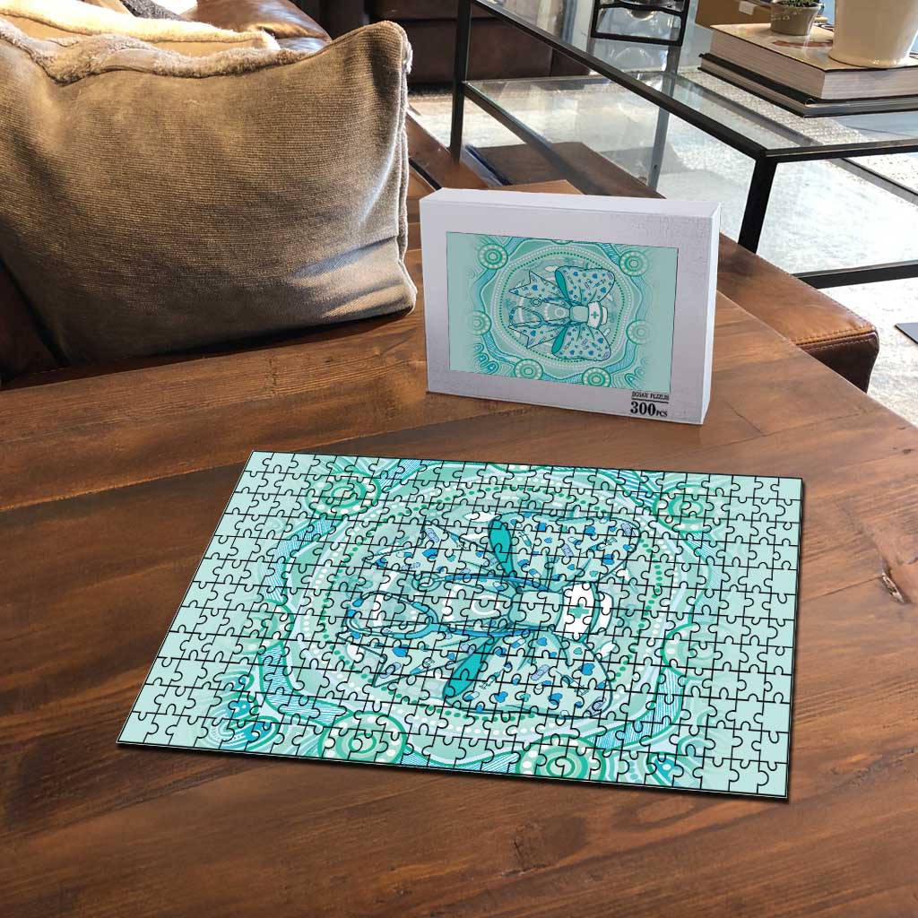 Aussie Nurse Puzzle Turquoise Stethoscope Coquette Bow Aboriginal Dot Art