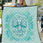Aussie Nurse Quilt Turquoise Stethoscope Coquette Bow Aboriginal Dot Art