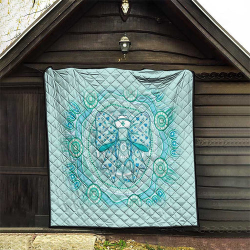 Aussie Nurse Quilt Turquoise Stethoscope Coquette Bow Aboriginal Dot Art