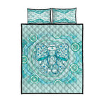 Aussie Nurse Quilt Bed Set Turquoise Stethoscope Coquette Bow Aboriginal Dot Art