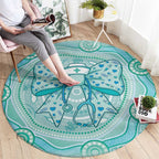 Aussie Nurse Round Carpet Turquoise Stethoscope Coquette Bow Aboriginal Dot Art