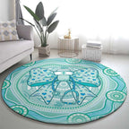 Aussie Nurse Round Carpet Turquoise Stethoscope Coquette Bow Aboriginal Dot Art
