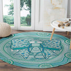 Aussie Nurse Round Carpet Turquoise Stethoscope Coquette Bow Aboriginal Dot Art