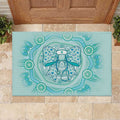 Aussie Nurse Rubber Doormat Turquoise Stethoscope Coquette Bow Aboriginal Dot Art