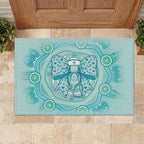 Aussie Nurse Rubber Doormat Turquoise Stethoscope Coquette Bow Aboriginal Dot Art