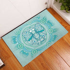 Aussie Nurse Rubber Doormat Turquoise Stethoscope Coquette Bow Aboriginal Dot Art