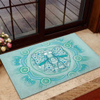 Aussie Nurse Rubber Doormat Turquoise Stethoscope Coquette Bow Aboriginal Dot Art