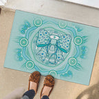 Aussie Nurse Rubber Doormat Turquoise Stethoscope Coquette Bow Aboriginal Dot Art