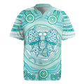 Aussie Nurse Personalised Rugby Jersey Turquoise Stethoscope Coquette Bow Aboriginal Dot Art