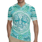 Aussie Nurse Personalised Rugby Jersey Turquoise Stethoscope Coquette Bow Aboriginal Dot Art
