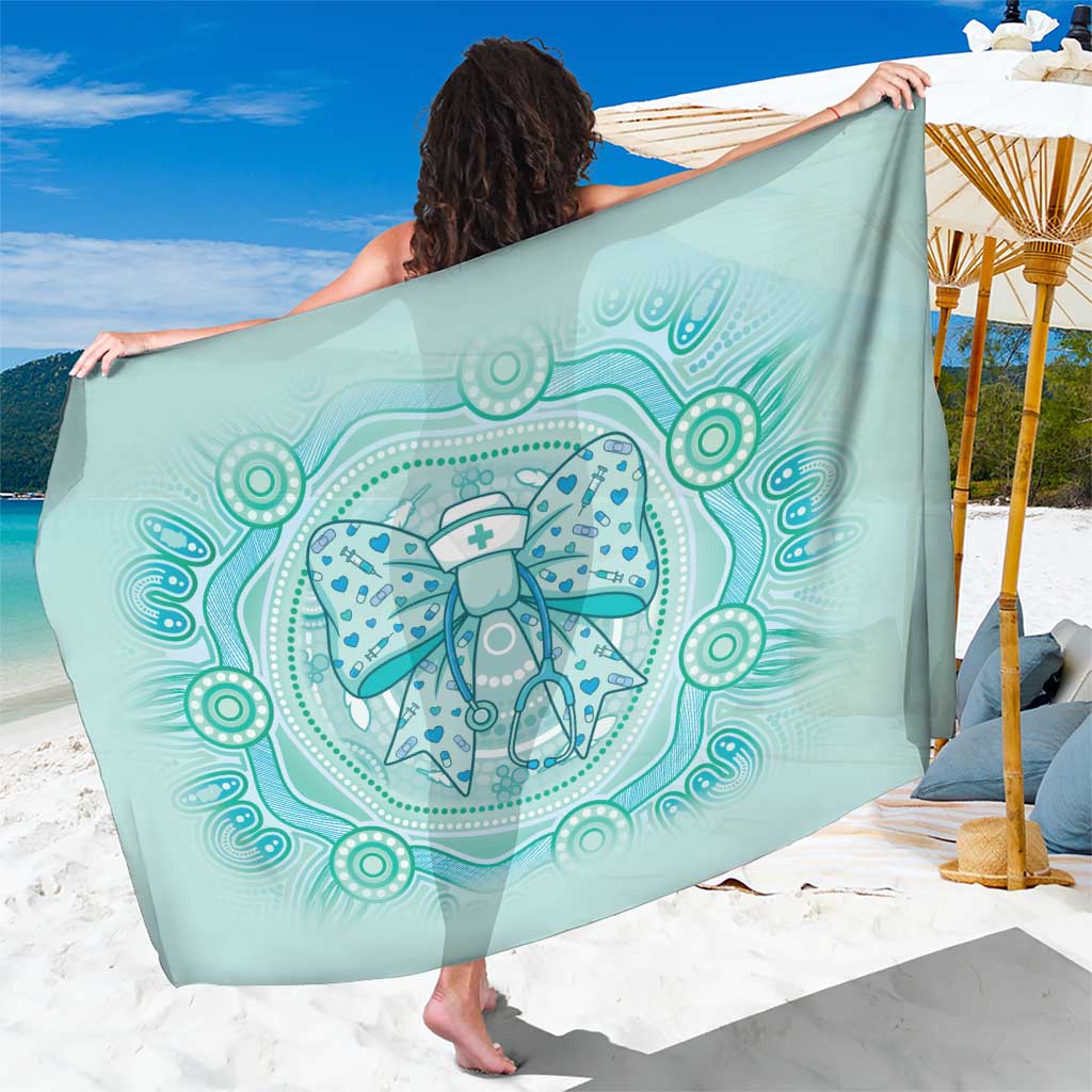 Aussie Nurse Sarong Turquoise Stethoscope Coquette Bow Aboriginal Dot Art