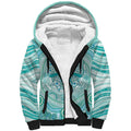 Aussie Nurse Personalised Sherpa Hoodie Turquoise Stethoscope Coquette Bow Aboriginal Dot Art