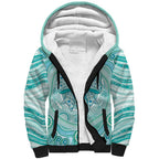 Aussie Nurse Personalised Sherpa Hoodie Turquoise Stethoscope Coquette Bow Aboriginal Dot Art