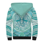 Aussie Nurse Personalised Sherpa Hoodie Turquoise Stethoscope Coquette Bow Aboriginal Dot Art