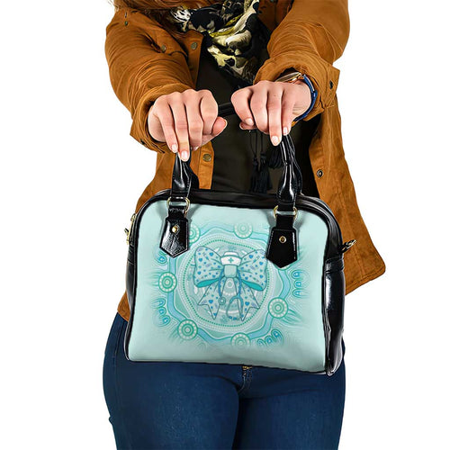 Aussie Nurse Shoulder Handbag Turquoise Stethoscope Coquette Bow Aboriginal Dot Art