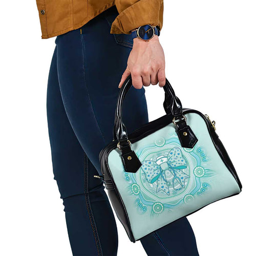 Aussie Nurse Shoulder Handbag Turquoise Stethoscope Coquette Bow Aboriginal Dot Art