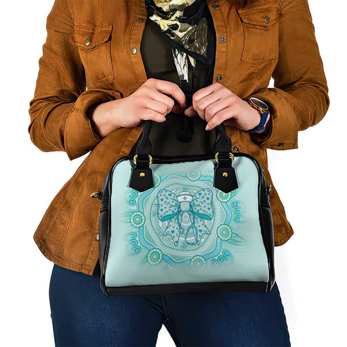 Aussie Nurse Shoulder Handbag Turquoise Stethoscope Coquette Bow Aboriginal Dot Art