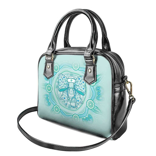 Aussie Nurse Shoulder Handbag Turquoise Stethoscope Coquette Bow Aboriginal Dot Art