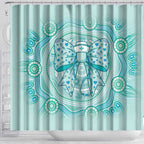 Aussie Nurse Shower Curtain Turquoise Stethoscope Coquette Bow Aboriginal Dot Art