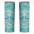 Aussie Nurse Personalised Skinny Tumbler Turquoise Stethoscope Coquette Bow Aboriginal Dot Art