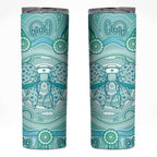Aussie Nurse Personalised Skinny Tumbler Turquoise Stethoscope Coquette Bow Aboriginal Dot Art