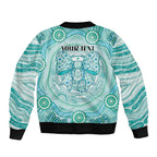 Aussie Nurse Personalised Sleeve Zip Bomber Jacket Turquoise Stethoscope Coquette Bow Aboriginal Dot Art