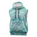 Aussie Nurse Personalised Sleeveless Hoodie Turquoise Stethoscope Coquette Bow Aboriginal Dot Art