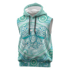 Aussie Nurse Personalised Sleeveless Hoodie Turquoise Stethoscope Coquette Bow Aboriginal Dot Art