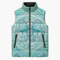 Aussie Nurse Personalised Sleeveless Puffer Jacket Turquoise Stethoscope Coquette Bow Aboriginal Dot Art