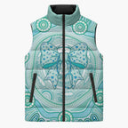 Aussie Nurse Personalised Sleeveless Puffer Jacket Turquoise Stethoscope Coquette Bow Aboriginal Dot Art