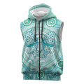 Aussie Nurse Personalised Sleeveless Zip Hoodie Turquoise Stethoscope Coquette Bow Aboriginal Dot Art