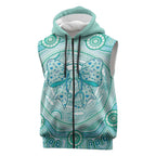 Aussie Nurse Personalised Sleeveless Zip Hoodie Turquoise Stethoscope Coquette Bow Aboriginal Dot Art