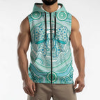 Aussie Nurse Personalised Sleeveless Zip Hoodie Turquoise Stethoscope Coquette Bow Aboriginal Dot Art