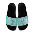 Aussie Nurse Slide Sandals Turquoise Stethoscope Coquette Bow Aboriginal Dot Art