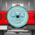 Aussie Nurse Spare Tire Cover Turquoise Stethoscope Coquette Bow Aboriginal Dot Art