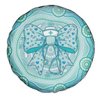 Aussie Nurse Spare Tire Cover Turquoise Stethoscope Coquette Bow Aboriginal Dot Art