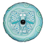Aussie Nurse Spare Tire Cover Turquoise Stethoscope Coquette Bow Aboriginal Dot Art