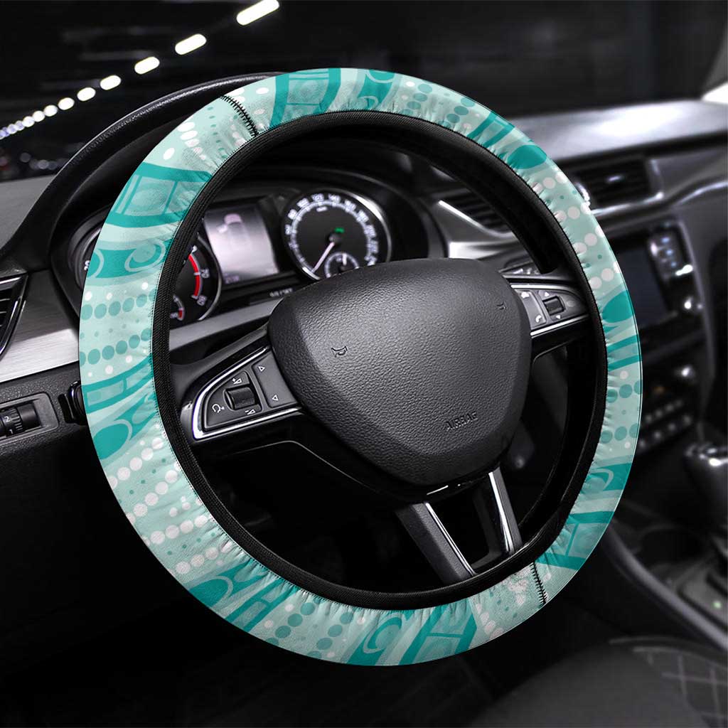 Aussie Nurse Steering Wheel Cover Turquoise Stethoscope Coquette Bow Aboriginal Dot Art