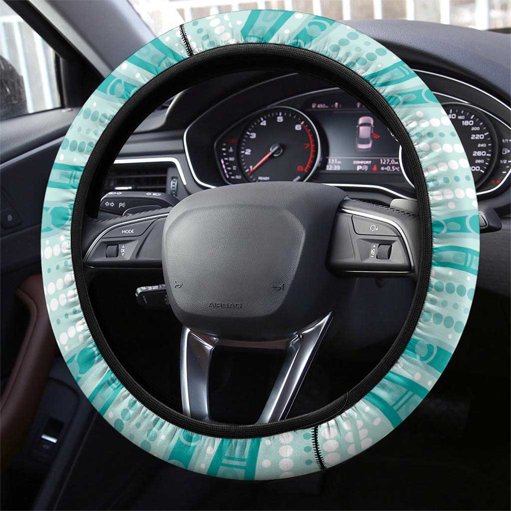 Aussie Nurse Steering Wheel Cover Turquoise Stethoscope Coquette Bow Aboriginal Dot Art